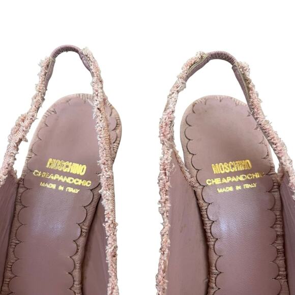 Moschino Cheap And Chic Women’s Open Toe Pink Boucle Fabric Pump Heels Size 38 - Picture 5 of 13